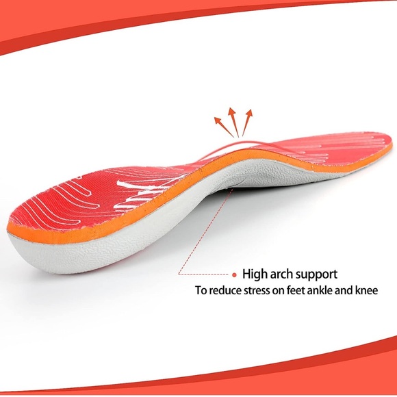 Orthotics for Plantar Fascitis Insoles Flat Foot (Men 5-5.5 | Women 7-7.5, Red) - Picture 3 of 6